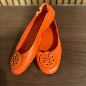 Tory Burch “Reva”Vibrant Orange Loafers